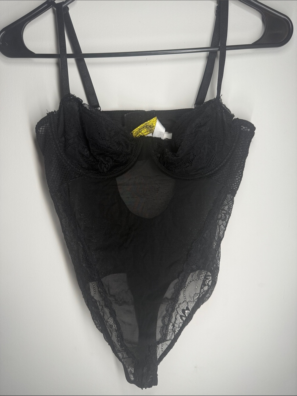 Black Lace & Mesh Underwire Bodysuit